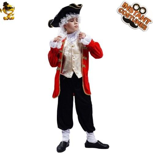 Halloween Cosplay Boys Medieval Noble Costume Role Playing Red General Prince Clothes for Kid Gifts Holidays Party Costumes