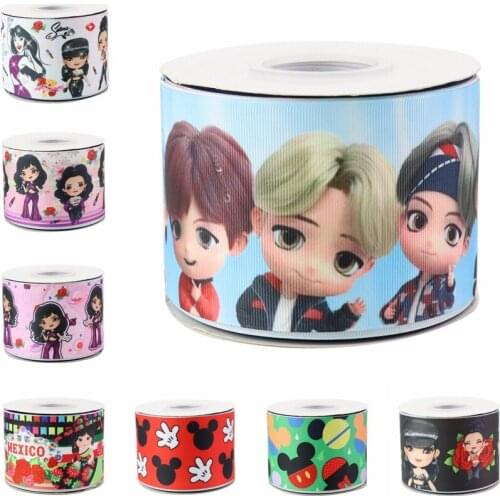 HSD Ribbon free shipping 3" 75mm heat transfer printed Denim fabric series Grosgrain Ribbon 50Yards per Roll