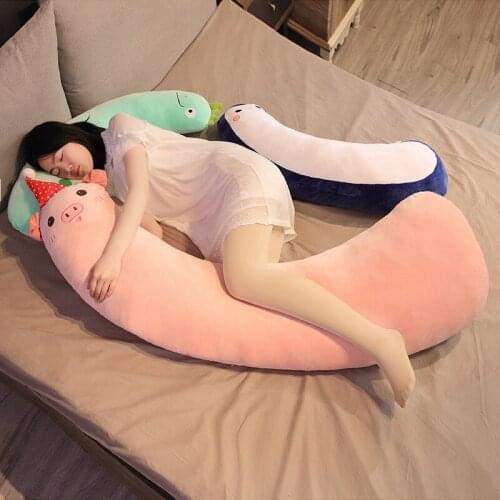 100cm/150cm Soft Long Pillow Penguin Dinosaur Plush Toy Cartoon Animal Piggy Stuffed Doll Sleeping Pillow Nap Cushion Presents