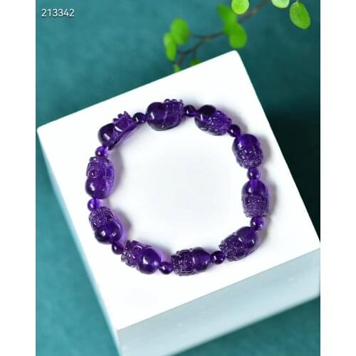 Natural Lavender Amethyst Purple Quartz Pi Xiu Clear Round Beads Bracelet Crystal 13*10*8.5mm Gemstone Wealthy Stone AAAAAA