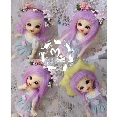 New 1/12 3-4 inch 9-10cm 1/8 4-5 inch 12cm 14cm BJD Purple long straight For AE PukiFee lati Doll Antiskid BJD Doll Wig