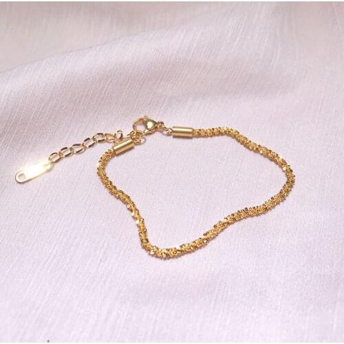 2021 New Arrivals Super Shiny 18 K Gold Twist Bracelet Simple Titanium Steel Bracelet Girlfriends Birthday Gift Does Not Fade