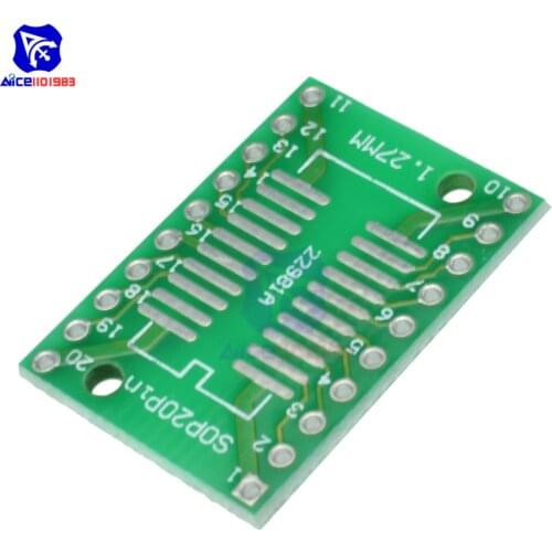 Diymore 10PCS/Lot SOP20 SSOP20 TSSOP20 to DIP20 Pitch 0.65/1.27mm IC Adapter Converter PCB Board