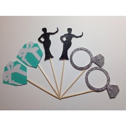 Ring bride gift boxes Cupcake Toppers wedding bridal baby shower birthday party food picks