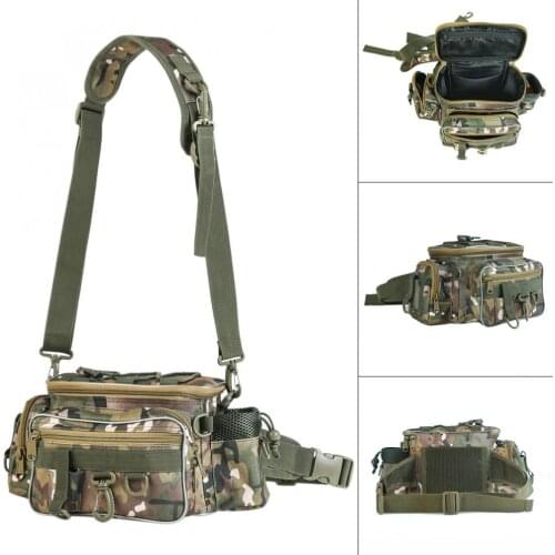 Durable 34 x 17 x 16cm Outdoor Camouflage Waist Shoulder Messenger Fishing Bag Fishing Reel Lure Photography Camera Storage Bag