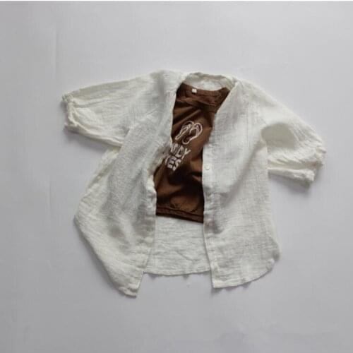 2021 New Stlye Girls Boys Shirt Cotton Linen Summer Fashion Kids Top 1-6 year CY727