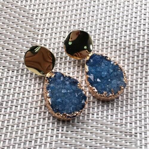 9 Colors Natural Stone Agates Drop Earrings Trendy Cluster Crystal Handmade Earrings For Women Fine Jewelry Gift Wholesale