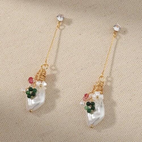 Lovely Romantic Flower Petal Pearl Earrings for Women Girl Korean Style Earrings boucle d'oreille