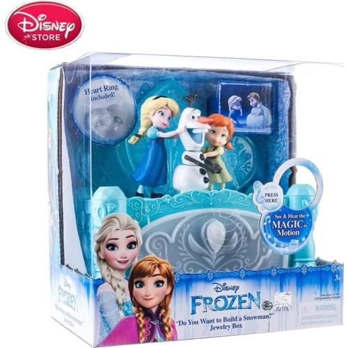 Disney Frozen Music Jewelry Box Princess Elsa Anna Olaf Action Figures Model Disney Toys for Baby Kids Girls Birthday Gift