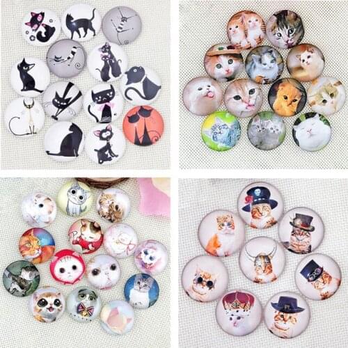 50PCS Mixed 5 Styles Time Gem Cute Cat Snap Button Jewelry Charm Fit For 18mm DIY Snap Bracelet&Necklace Jewelry