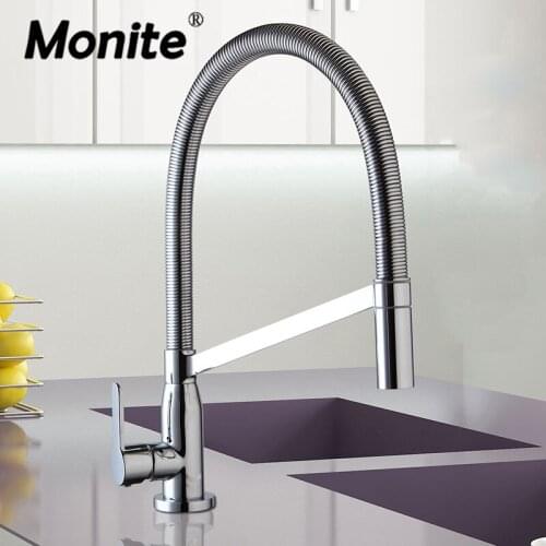 Monite 360 Swivel Spray Chrome Brass Taps Deck Mounted Vessel Sink Mixer Tap Kitchen Basin Sink Faucet Hot Cold Water Mixer Tap