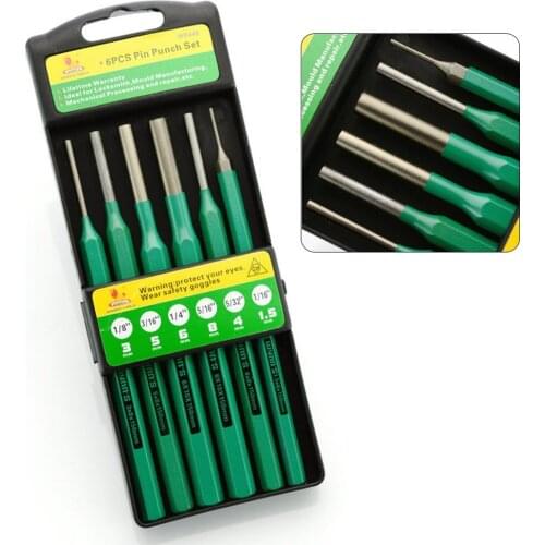 ///Brand New Heavy Duty 6 Pcs Roll Pin Punch Set 1.5mm 3mm 4mm 5mm 6mm 8mm