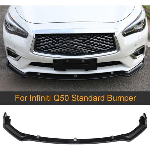 Carbon Fiber Car Front Bumper Lip Spoiler Splitters for Infiniti Q50 Standard Bumper Only 2018 2019 PP Glossy / Matte Black