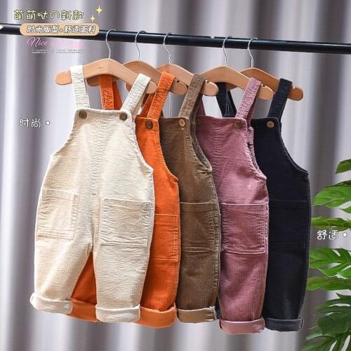 Corduroy baby pants denim suspenders trousers boys girls baby bell bottoms toddler pants