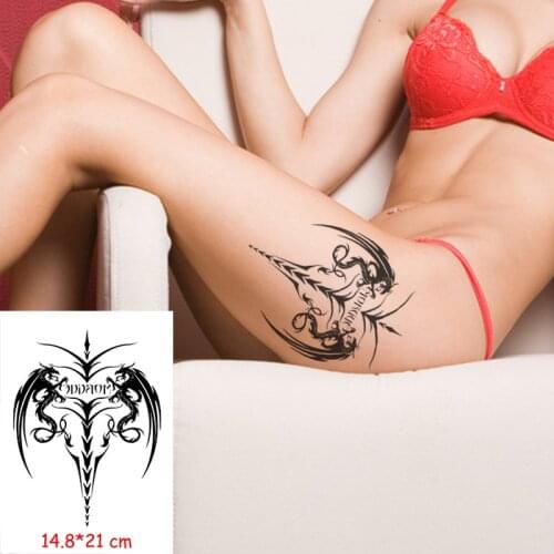 Waterproof Temporary Tattoo Sticker dragon sword arrow tatoo Body Art black fake tattoos flash tatto Women/Men girl 14.8*21 cm