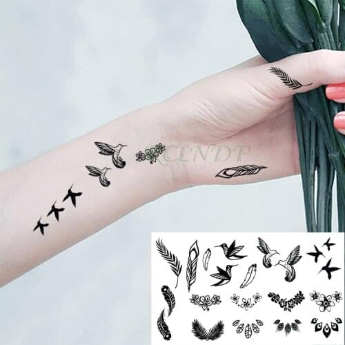 Waterproof Temporary Tattoo Stickers Bird Flower Leaf Feather fake Tatto Flash Tatoo Body Art Hand Back Foot for Girl Women Men