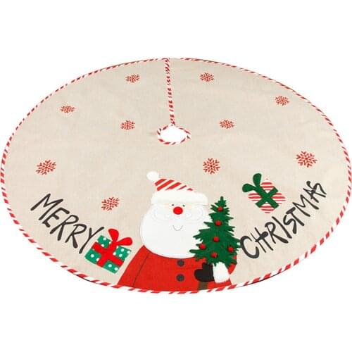 Embroidered Tree Skirt Ornaments New Year Decoration Christmas Gift Non-woven Fabric Thick With Satin Plush Borde Carpet