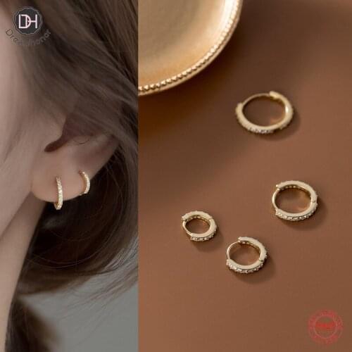 Dreamhonor Different Size CZ Zircon Silver Gold Round Wedding Clip Earrings For Women 925 Sterling Silver Jewelry