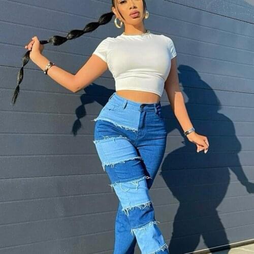 Women Loose Pants Patchwork High Waist Side Pockets Slimming Casual Party Street Trousers