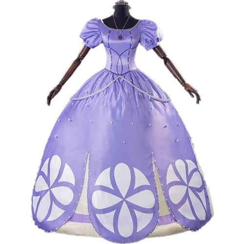 2019 Newest Fancy Halloween costumes for adult women Sofia the First Princess Sofia cosplay costume purple Sofia dress custom ma