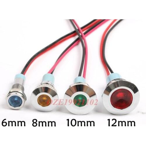 1PC 6mm LED Metal indicator light signal Waterproof Lamp Power/car lamp 6/12/24/48/110/220V Pilot Sealing switch