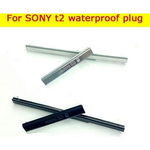 100% new premium Micro SIM SD Card Port + Dust Plug cover for sony xperia t2 ultra xm50h D5322 housing-Usb data charging port