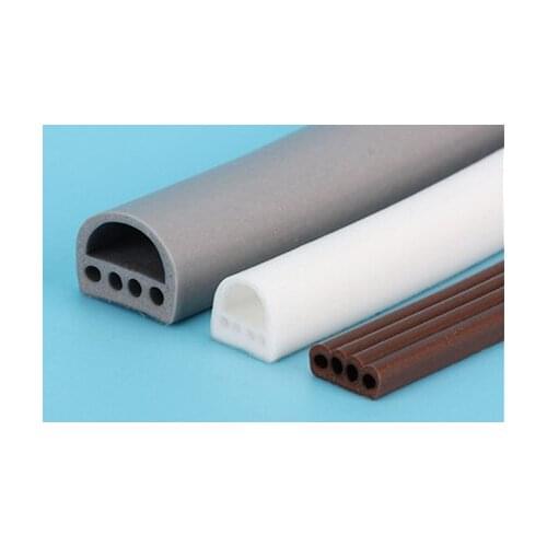 14*12mm 5M Porous D Type Silicone Rubber Sealing Strip For Door / Window Sound Insulating Strip Self-adhesive Tape 3 Colors