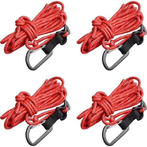 4pcs Reflective Tent Rope 2.5m/4mm With A Carabiner Throwable Flotation Device Water Rescue Safety Equipment For Camping Fishing