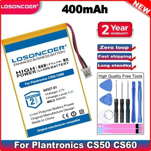 400mAh 64327-01 Battery For Plantronics CS50 CS60 C65,CS351,CS361,CS510,CS520,CS55,CS65,HL10,Savi 410/420/710/720,WH300,WH350
