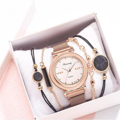 5pcs set Ladies Watch Womens Classic Alloy Mesh Belt Quartz Watch Fashion Brand Wristwatch Bracelet Watch Clock Gifts