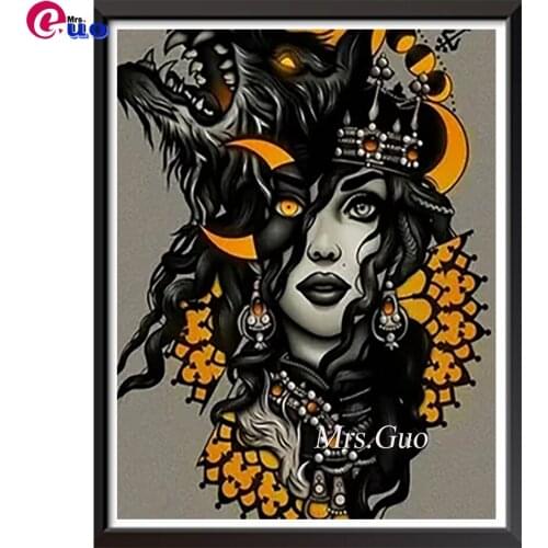 5D Diamond Painting Fantasy Woman Full Drill Square Needlework DIY Diamond Embroidery Queen Of Beasts Mosaic Home Decoration