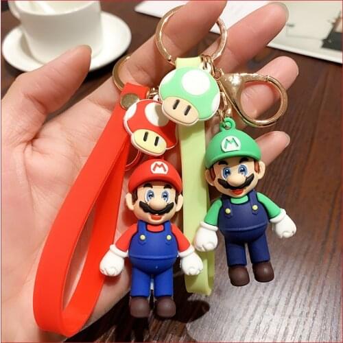 Anime Game Mario Keychain Ring Cute Cartoon Men Women Schoolbag Mobile Phone Ornaments Car Key Accessories Key Ring Small Gifts
