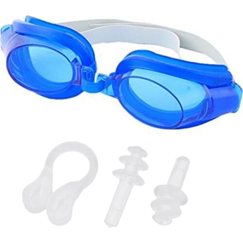 Women Men Adult Waterproof Anti Fog Swimming Goggles Set UV Protection Wide View Adjustable Glasses With Nose Clip Ear Plug E56D