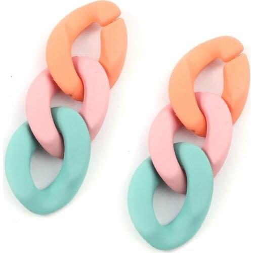 DoreenBeads Fashion Acrylic Rubberized Connectors Oval Orange Colorful Open Charms Jewelry DIY Findings 24mm x 17mm, 10 PCs