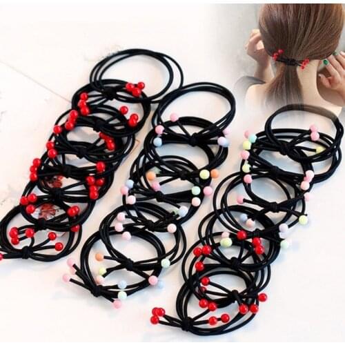 Sempli High Elasticity Nylon Elastic Hair Bands Red Beans Ponytail For Women Girls Rubber Bands Baby Girl Headbands Accessories
