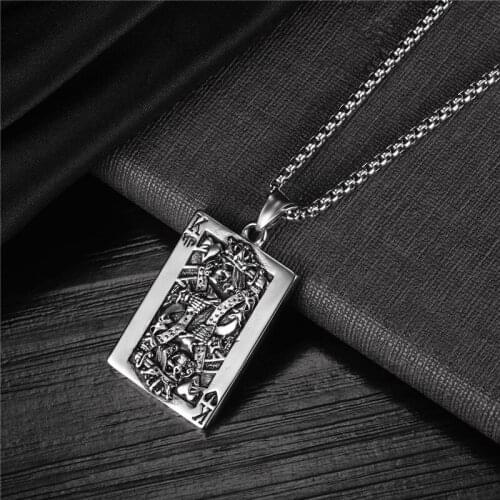 European American Hip Hop Playing Cards Fashion Stainless Steel Color Necklace Men Pendant Gift Boyfriend Jewelry On The Neck