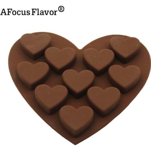 1 Pc 10 Holes Heart-shaped Chocolate Molds Ice Lattice Molds Silicone Soap Cake Wedding Decoration Kitchen Cake Baking Tools