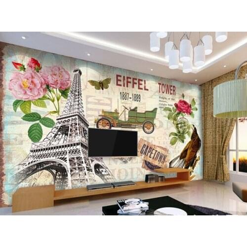 Custom retro wallpaper, Paris tower murals for the living room bedroom TV background wall vinyl papel de parede