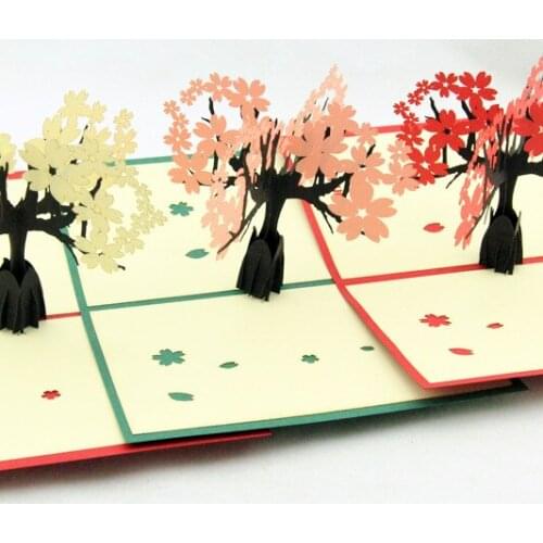 Hot Wuhan Cherry Blossom Festival Postcard romantic cherry trees blessings of love Tourism Manual stereo 3D cards
