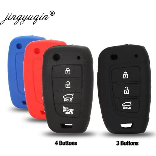 Jingyuqin Car Flip Key Case Silicone for Hyundai Elantra Solaris 2016 2017 2018 3/4 Buttons Folding Remote Key Cover