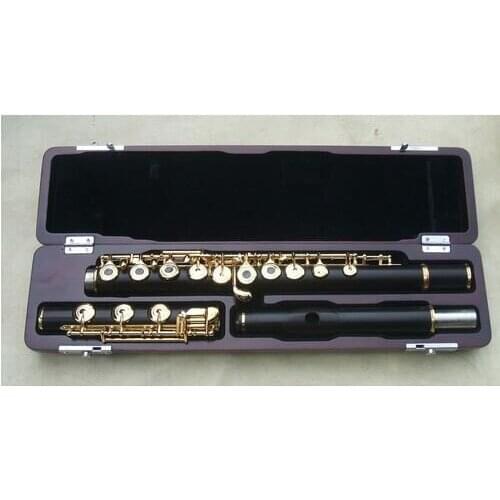 Concert ebony flute kit B foot OPEN hole real golden plated keys
