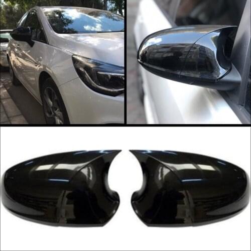2 Pieces High Quality ABS Plastic Bat Style Mirror Covers Caps RearView Mirror Case Cover Piano Black For Opel Astra K