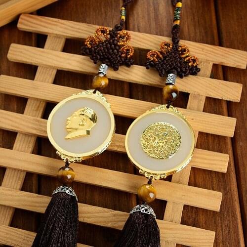 TOP COOL gift Pocket car wall mascot efficacious GOOD LUCK Money Drawing FENG SHUI lucky gold jade China Chairman Mao Amulet