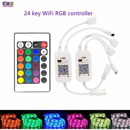 Magic Home WiFi RGB controller seven color voice intelligent Contoller 4 Pin With IR 24Key Remote for LED Strip Light 5-24V