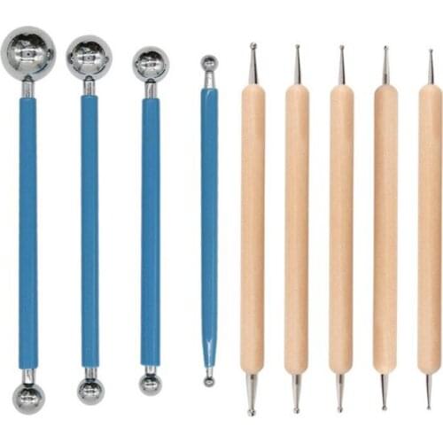 Indentation Pen Point Drill Pen Stainless Steel Bead Pill Stick Super Light Clay Soft Clay Carving Combination Tools 9 Pcs Set