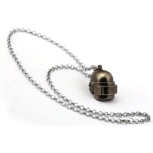 Game Gun Black PUBG Strengths Level 3 Helmet 3D Pendant Necklace Playerunknowns Battlegrounds Charm Necklace For Man Jewerly