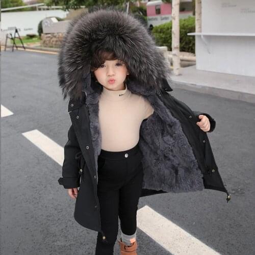 -20 Degrees Kids Snow Wear Long Parkas Winter Jacket For Boys Fur Parkas Jacket Warm Coat Outwear Girls Long Hooded Parka