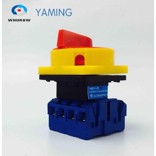 Isolator switch 4p 25A yellow and red padlock disconnect switch high voltage on-off 2 position changeover rotary switch
