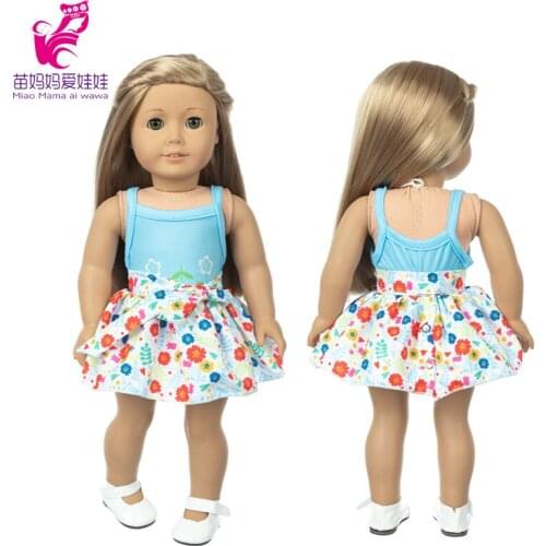 18 Inch Girl Dolls Dress Summer Strap Flower Skirt 40cm Baby Dolls Dress Children Girl Gifts