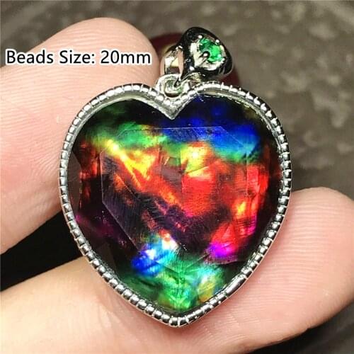 Natural Green Ammonite Ammolite Pendant Jewelry For Women Lady Man 31x17mm Rectangle Beads Stone Silver Crystal Gemstone AAAAA